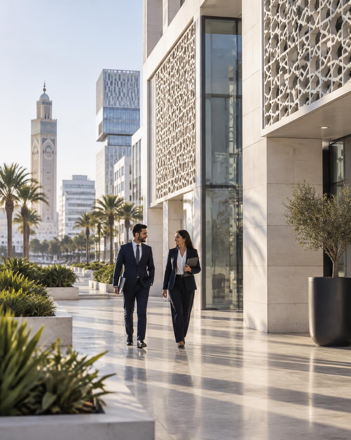 Professionals in Casablanca's international business district